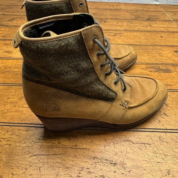 The North Face Bridgeton Womens Size 9 Brown‎ Leather Waterproof Wedge Boots - Picture 1 of 8